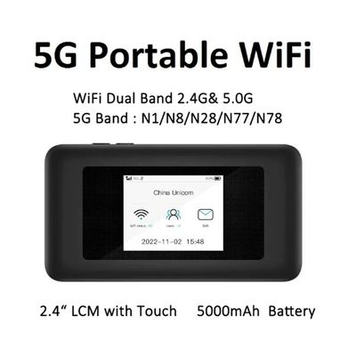 खरीदें 5000mAh 5G Dual-Band Pocket Router WiFi 6 Hotspot with SIM Slots 72H Streaming for Travel & Remote Work online manufacture