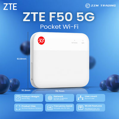मूल नया अनलॉक ZTE F50 5G राउटर पॉकेट वाईफाई 1.6Gbps SA/NSA 5G मोबाइल हॉटस्पॉट पॉकेट मिनी वाईफाई राउटर